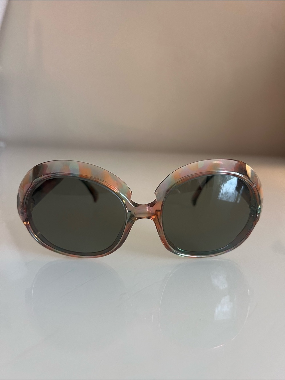 APRIL 401 Oversized Round Sunglasses Pastel Tortoise Retro Statement - Picture 14 of 14
